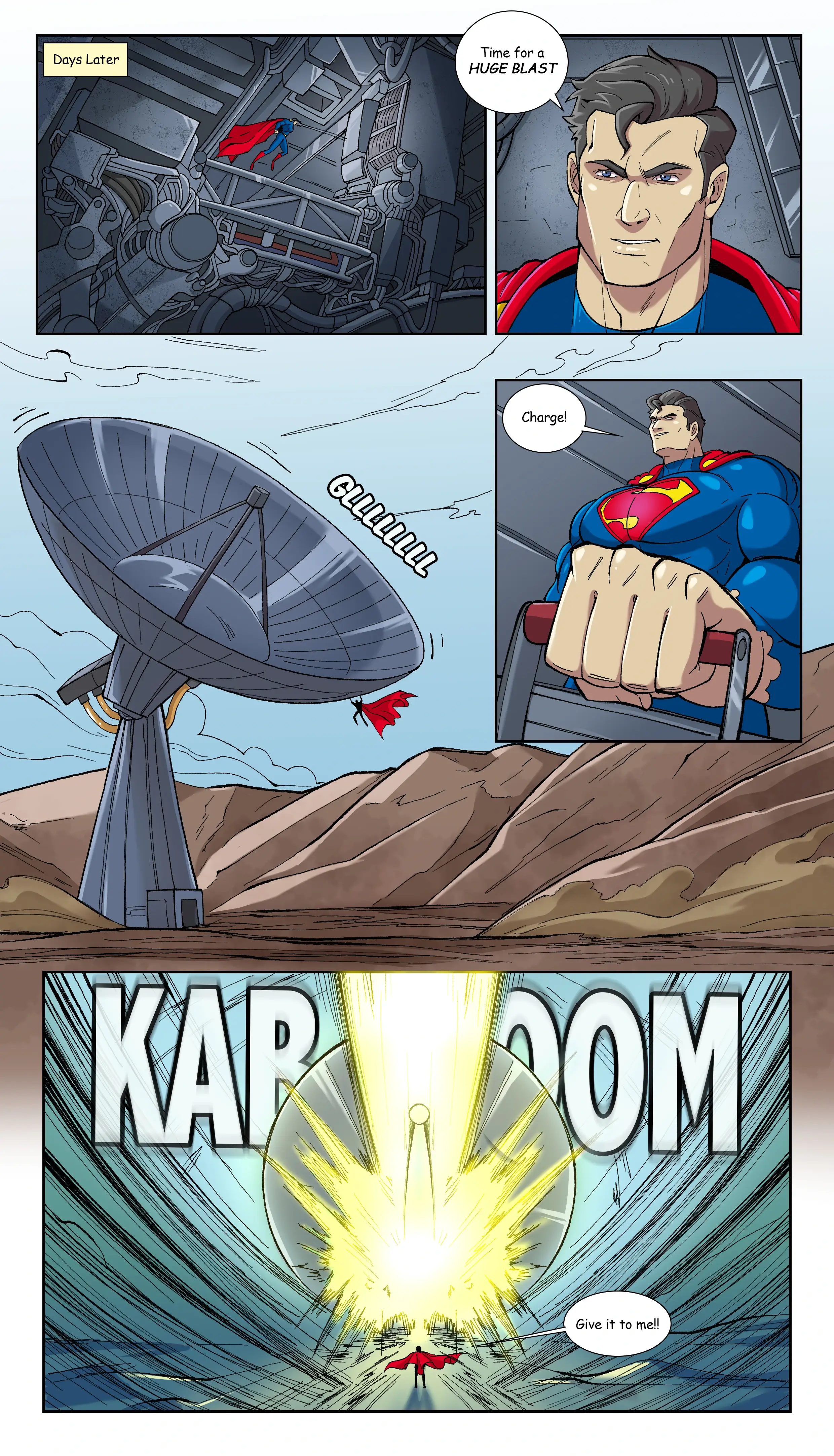 Super Lex comic panel showcasing male muscle growth and Lex Luthor's transformation.