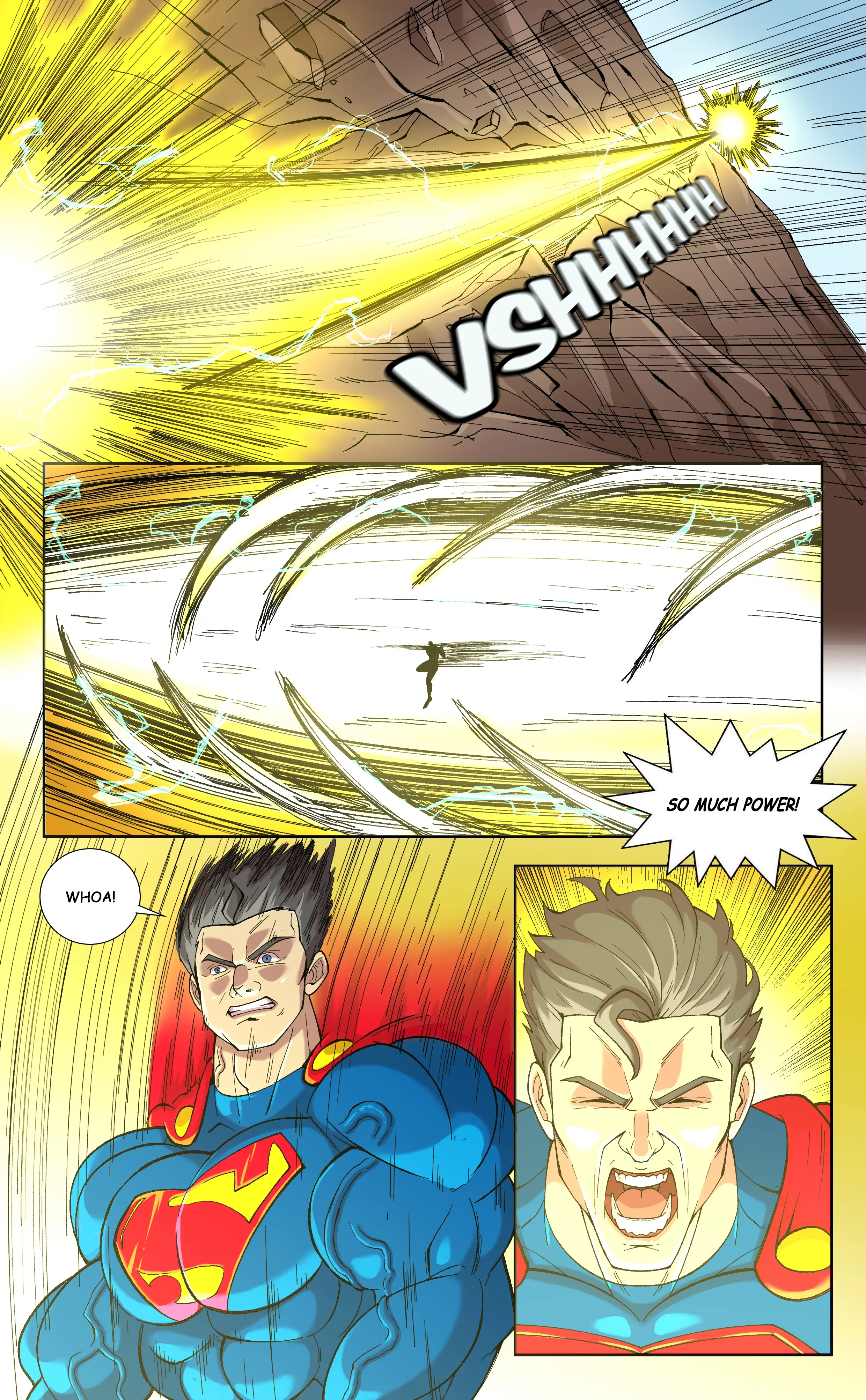 Super Lex comic panel showcasing male muscle growth and Lex Luthor's transformation.